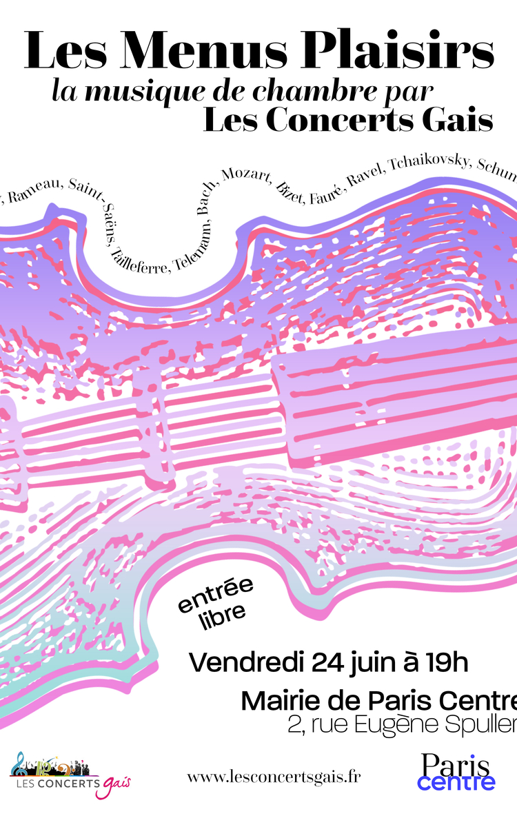 Affiche du concert represantant un dessin de violon avec les noms des compositeurs