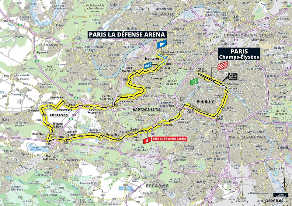 Parcours de la dernière étape du Tour de France 2022