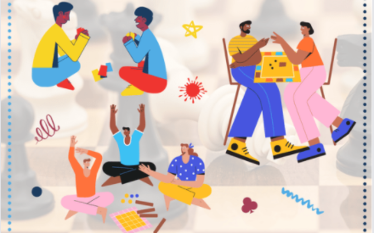 dessin de personnes jouant à différents jeux