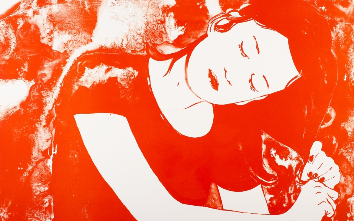 Françoise Pétrovitch, Se coiffer, 2016 lithographie, 120 x 160 cm, édition MEL Publisher 