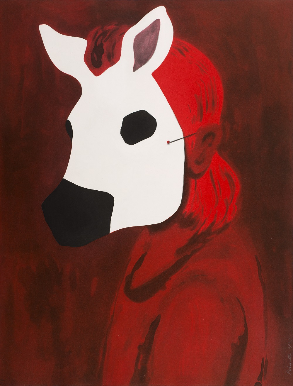 Françoise Pétrovitch, Nocturne, 2017, aquatinte en rouge, 66 x 50 cm, édition MEL Publisher