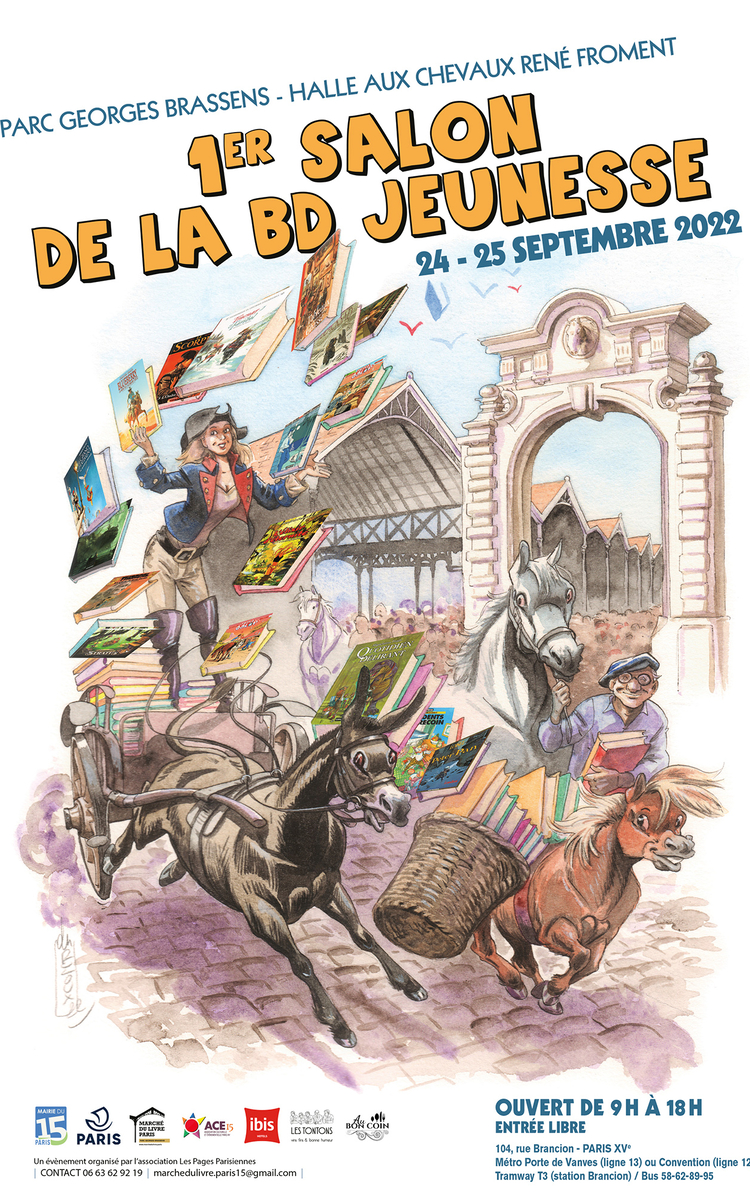 Salon de la BD jeunesse Paris 15, halle aux chevaux-parc Georges Brassens 104 rue Brancion