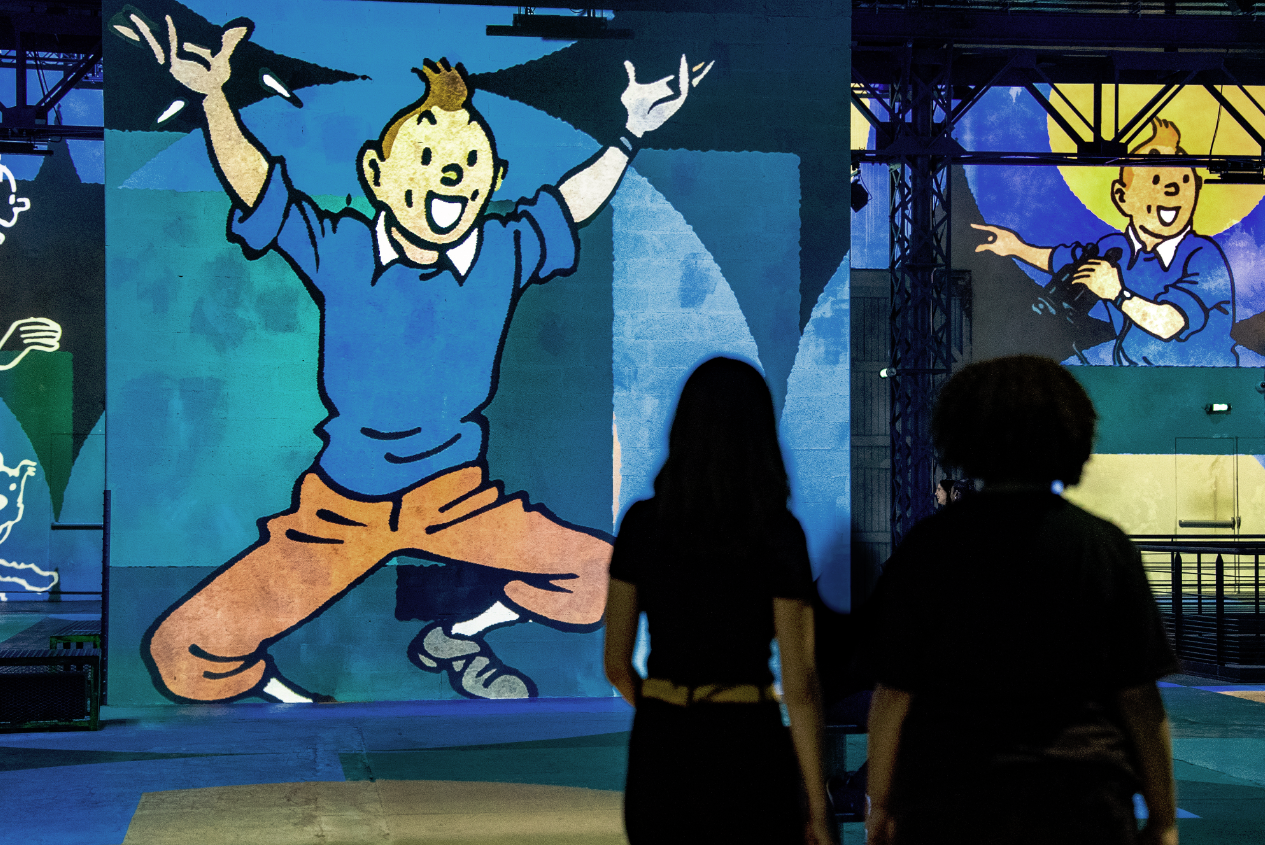 Tintin à l'Atelier des Lumières