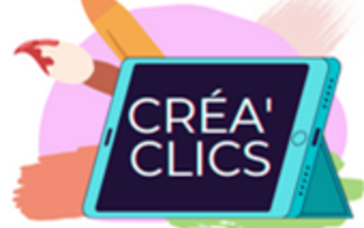 Ecran d'ordinateur portable indiquant l'intitulé de l'animation : Créa'clic