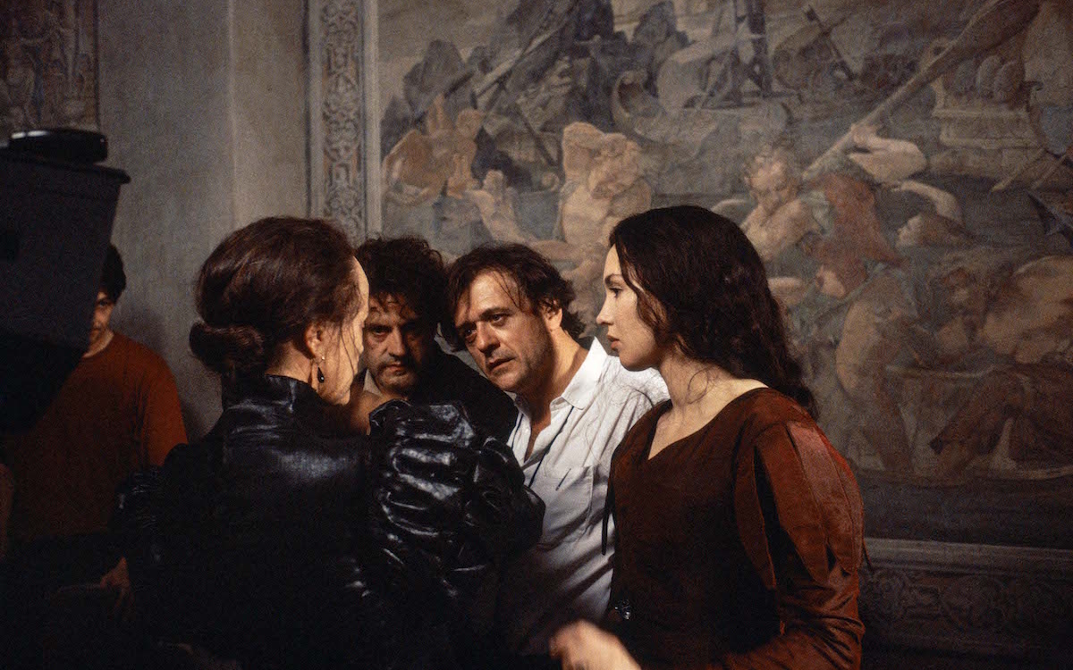Virna Lisi, Daniel Auteuil, Patrice Chéreau et Isabelle Adjani, tournage de La Reine Margot 