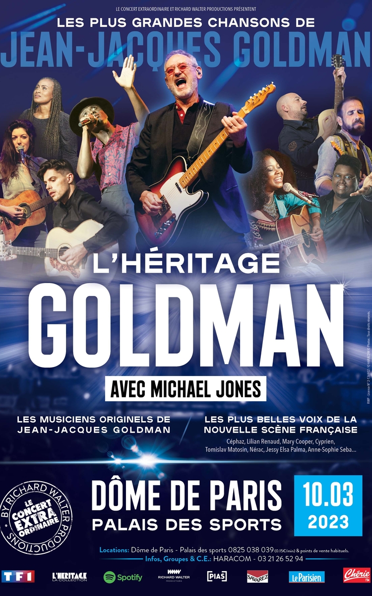 Concert L'héritage Goldman à Paris  vendredi 10/03/2023 à20h30