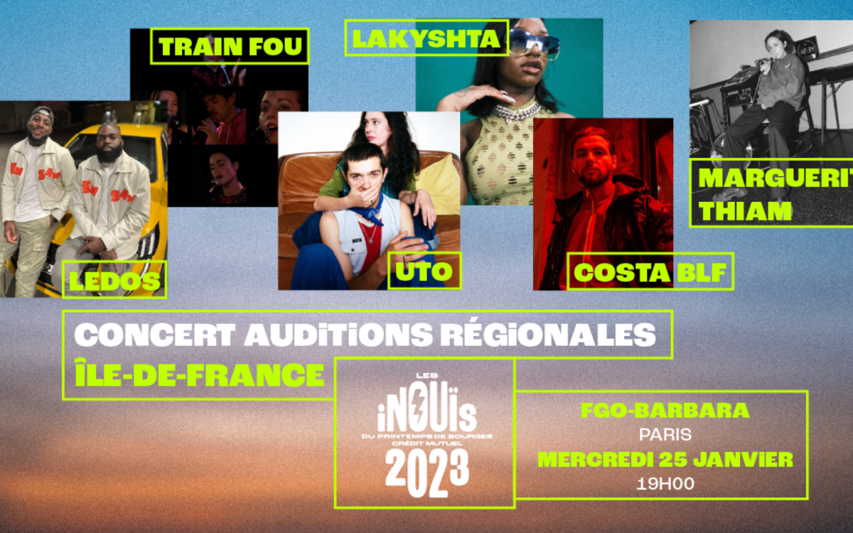 Auditions Live Inouïs 2023 le 25 janvier à FGO-Barbara