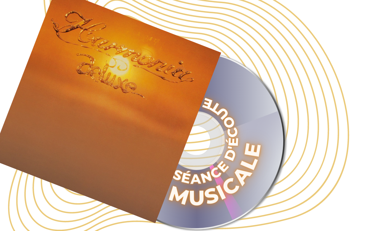 Harmonia de Luxe avec un vinyle en fond séance d'écoute musicale