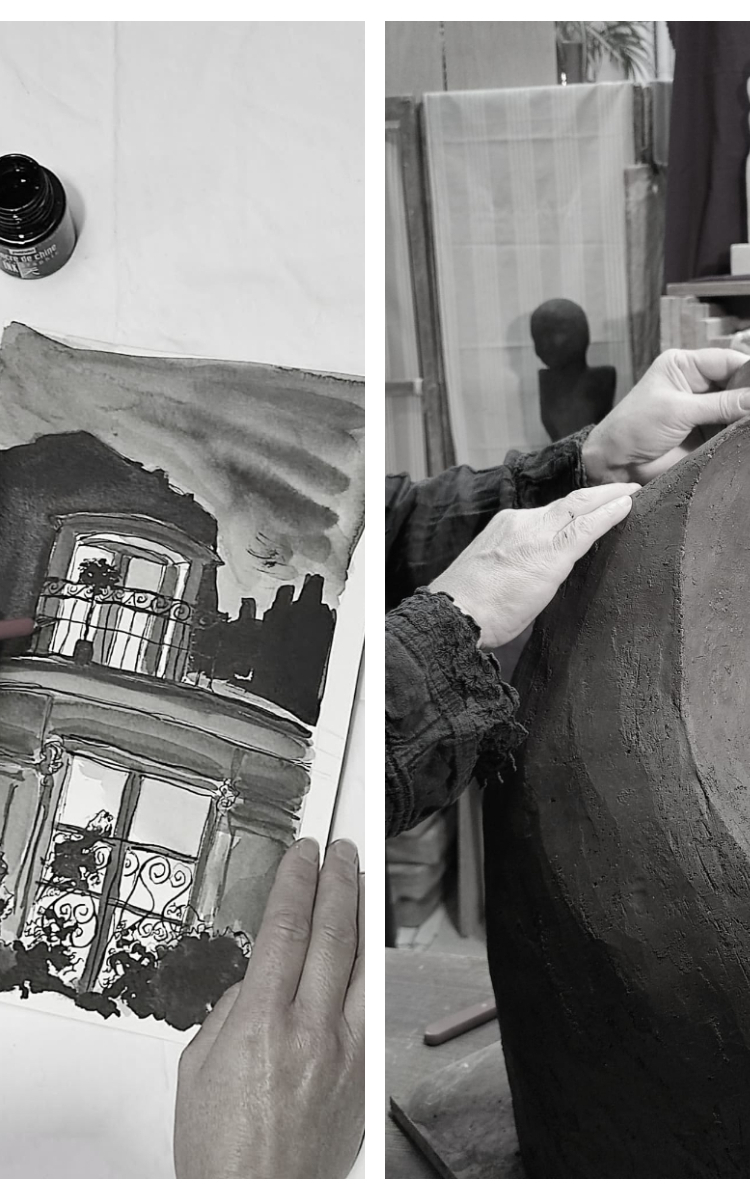 dessin et sculpture des deux artistes