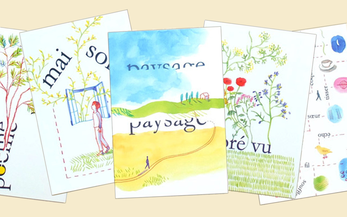 cartes poétiques mises en couleur par Valérie Linder