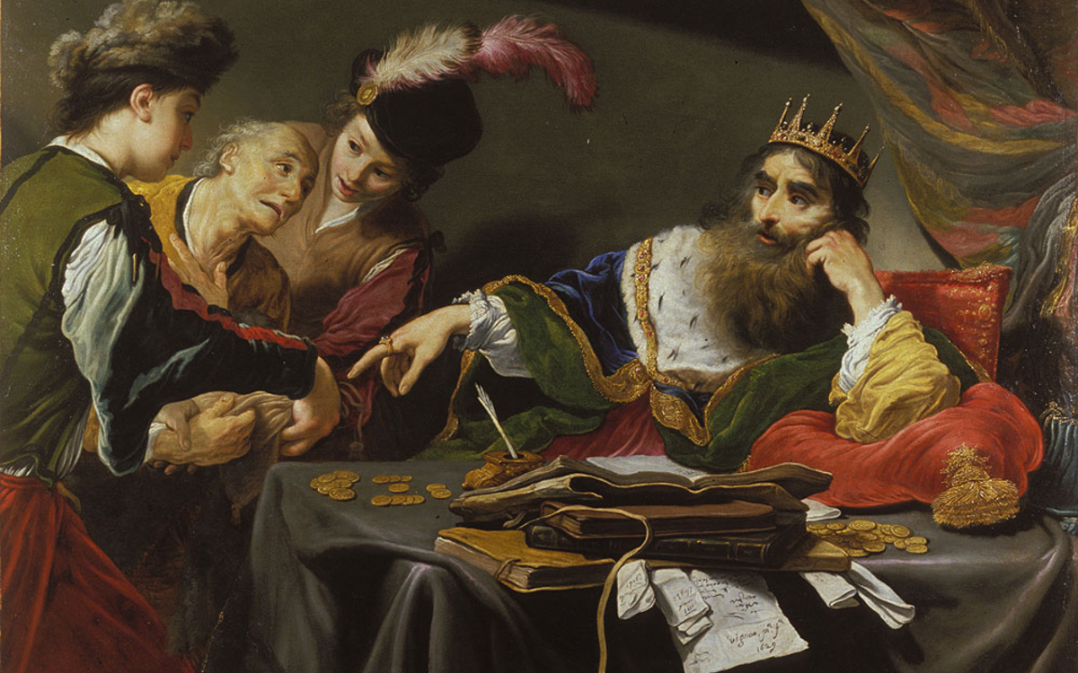 Claude Vignon, La parabole du serviteur impitoyable, précédemment intitulé Crésus réclamant le tribut à un paysan de Lydie, 1629 