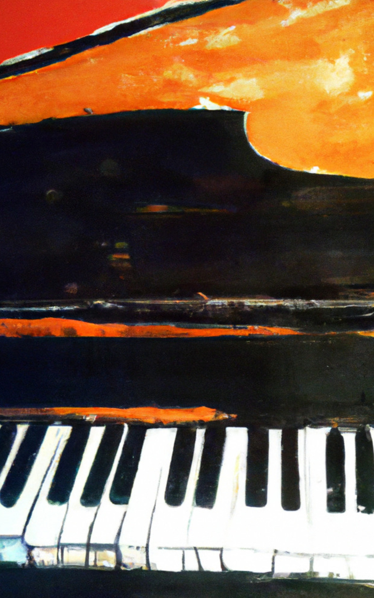 piano sous couché de soleil