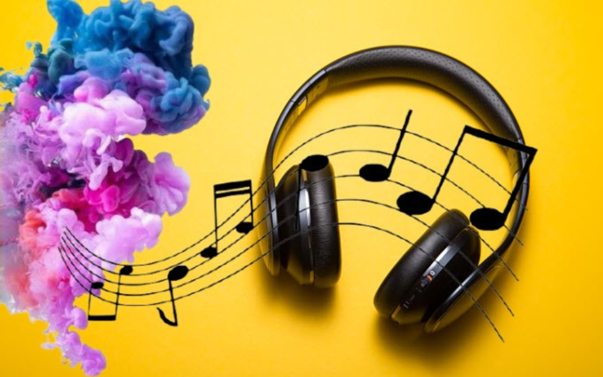 Casque musicale avec des notes de musique