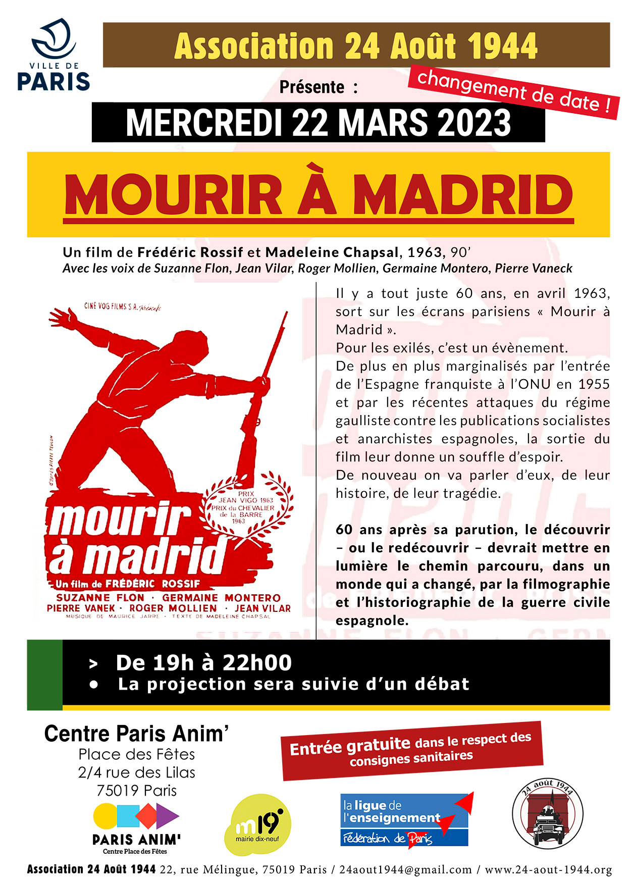 Mourrir_à_Madrid,  de F. Rossif Projection le 22 mars à 19h