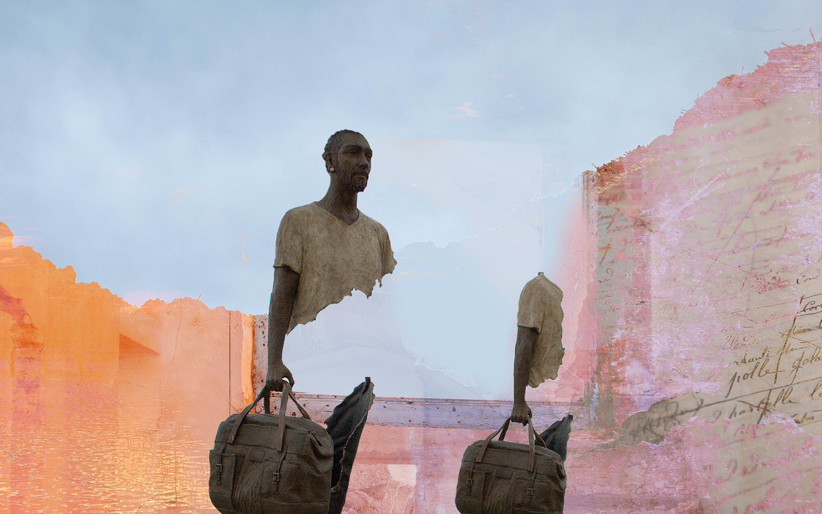 Sculpture - Triptyque du voyageur, par Bruno Catalano