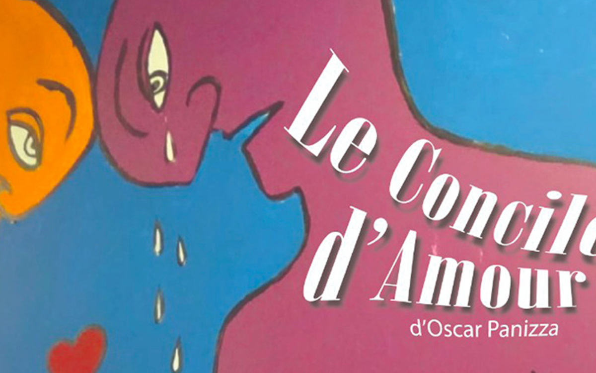 Deux personnes, pleurant, leurs têtes l'une contre l'autre. Le titre du spectacle est présent sur le personnage de droite. 