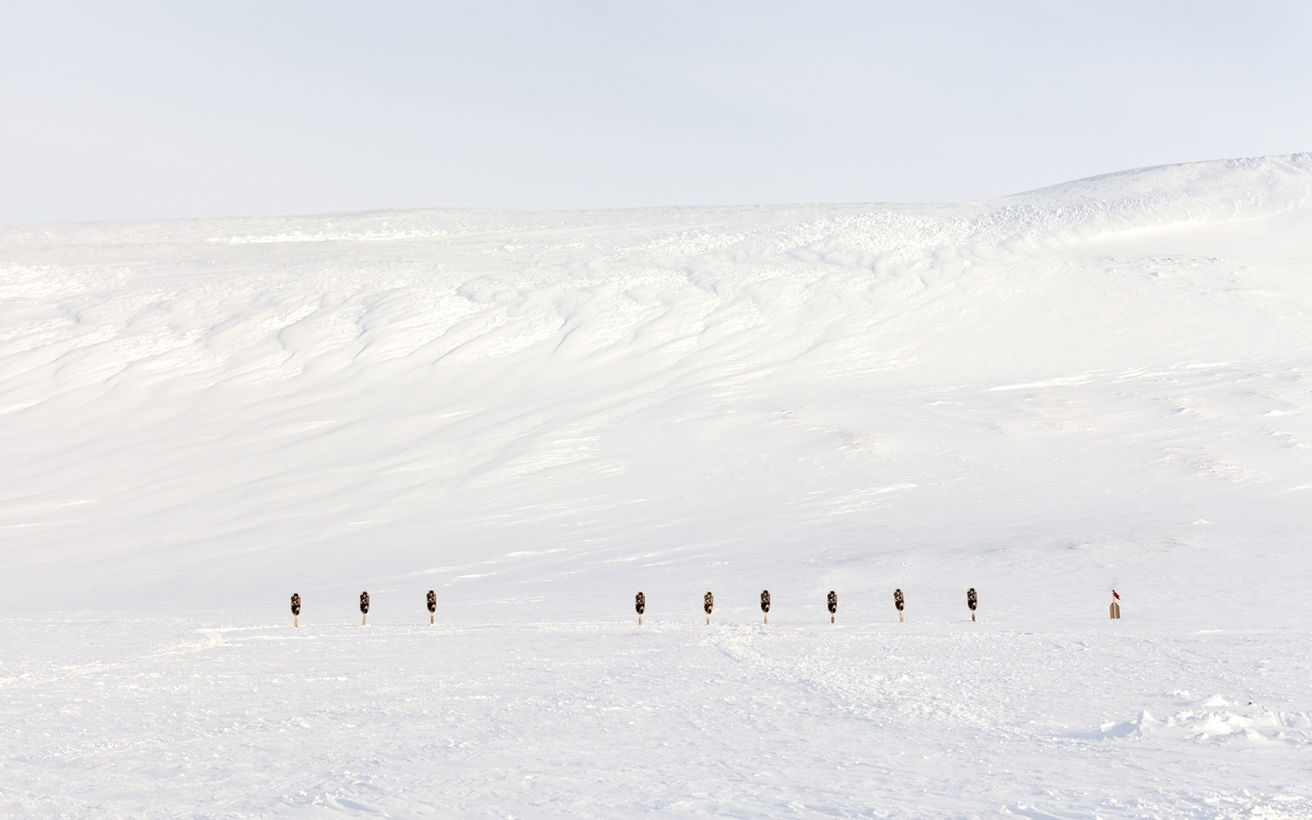 Champ de tir militaire dans le Grand nord canadien, photographie en couleurs prise par l'artiste Emmanuelle Léonard dans le cadre de son exposition "Le Déploiement"