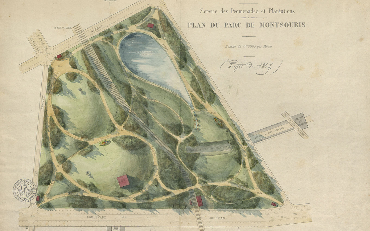 Service des Promenades et Plantations, plan du parc Montsouris, projet de 1867. © Ville de Paris / Bibliothèque historique