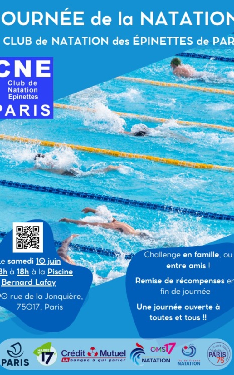 Affiche journée de la natation, évènement ouvert à toutes et tous
