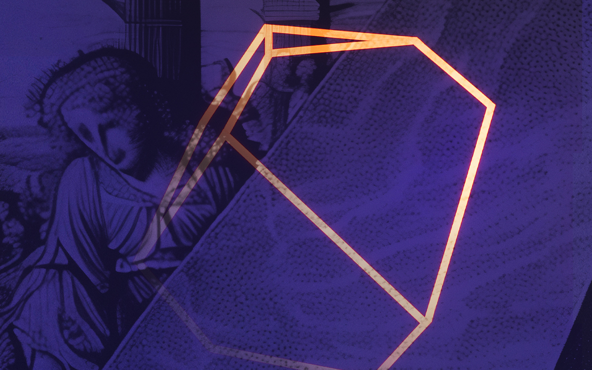 Polyèdre luminescent de Vera Molnar et similigravure d'aurèce vettier