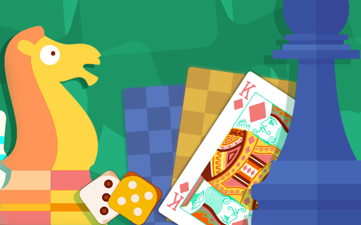 Objets de jeu de société: cartes, dés, pièces d'échecs