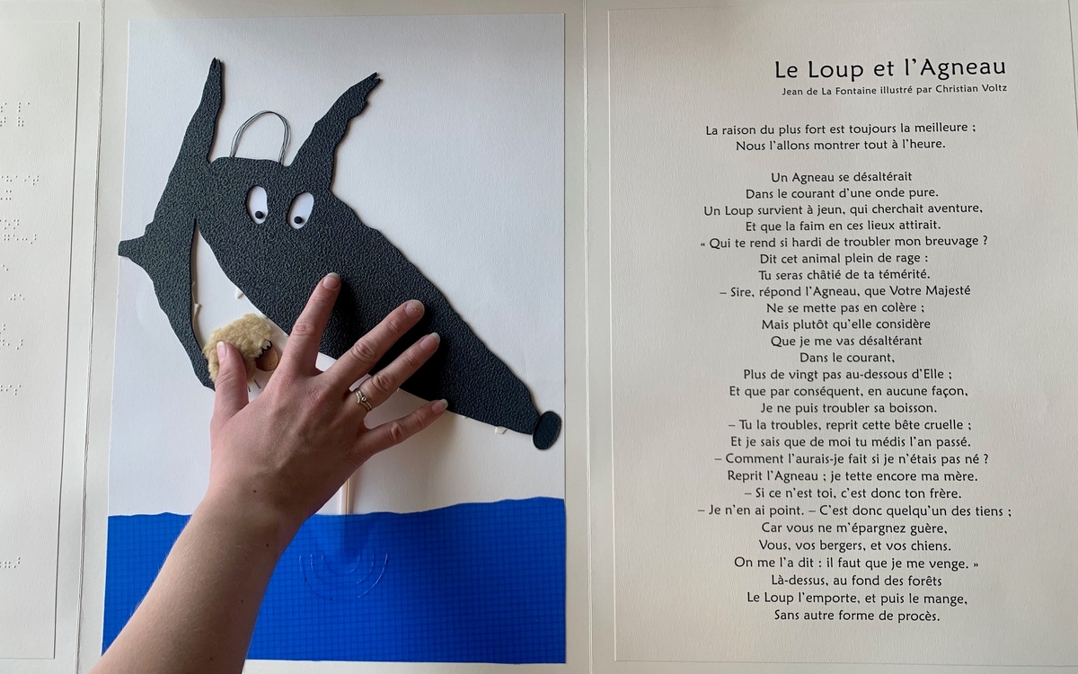 1 page tactile et braille du Loup et l'agneau