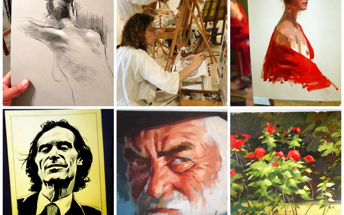 Cours dessin peinture gouache huile acrylique portrait paysage modèle vivant