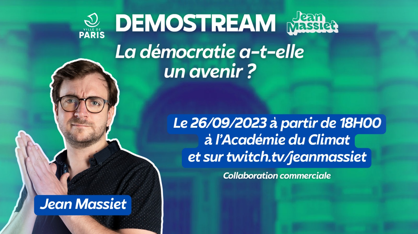 Jean Massiet animera l'émission-conférence "Demostream : la démocratie a t elle un avenir ?"