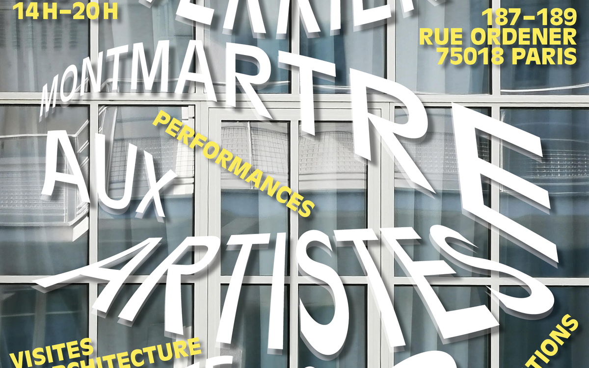 Affiche annoncants les 90 ans de la cité Montmartre aux artistes et les portes ouvertes