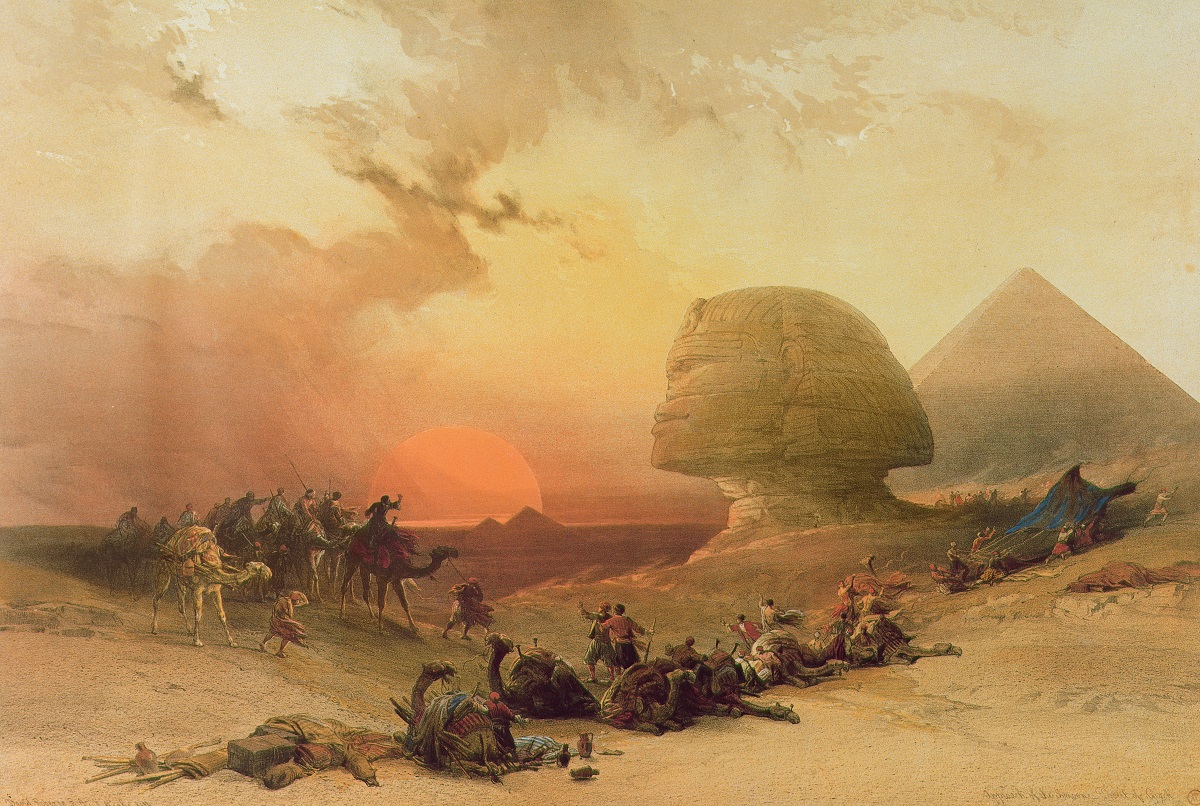 David Roberts, Le Sphinx de Gizeh, 1842-1849, lithographie colorisée, collection particulière
