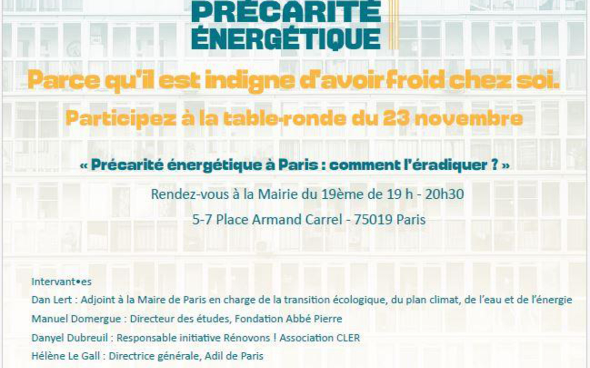 Table ronde - Précarité énergétique à Paris, comment l'éradiquer?