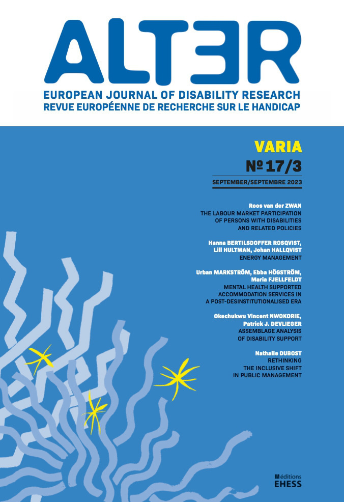 Alter, European Journal of Disability Research, n° 17/2