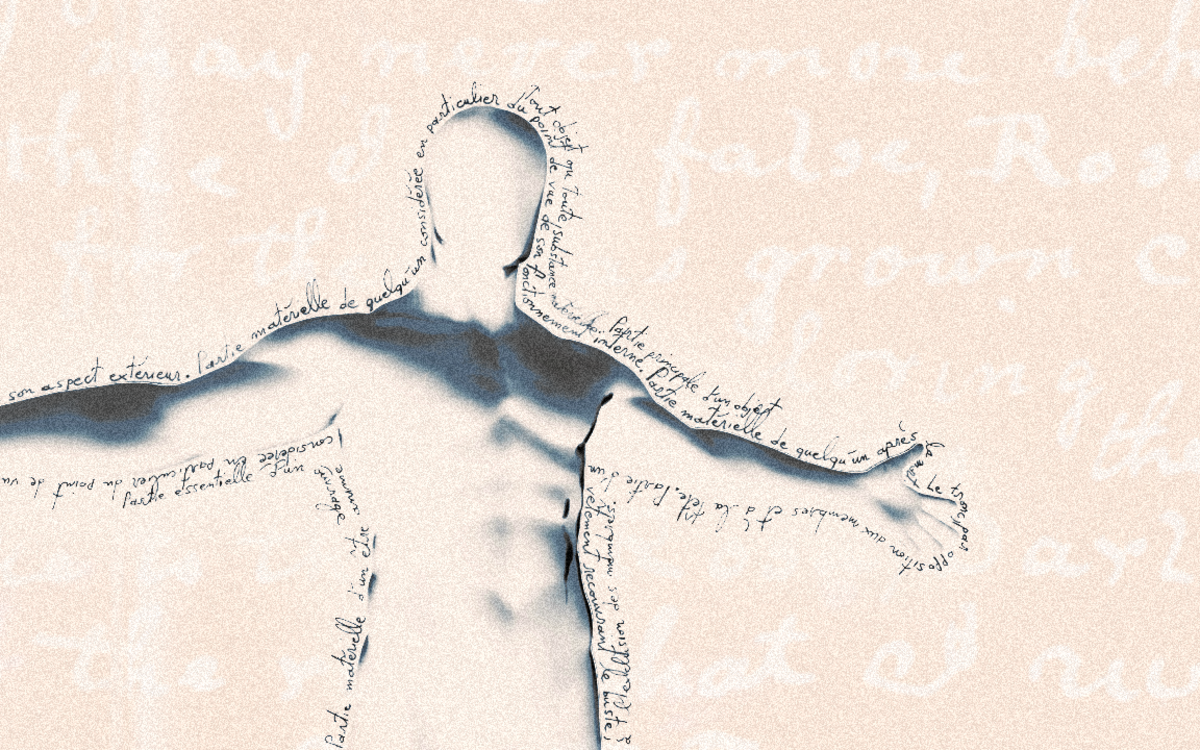 Visuel représentant un corps entouré d'écritures
