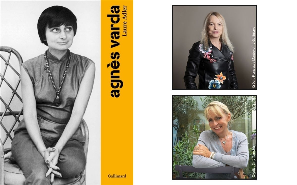 Image présentant la biographie d'Agnès Varda et les photos de Laure Adler et Rosalie Varda