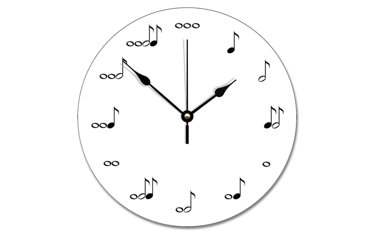 horloge avec notes de musique à la place des heures