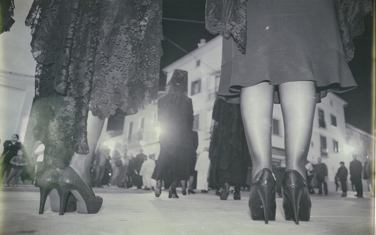 photographie noir et blanc de la Semaine Sainte à Majorque