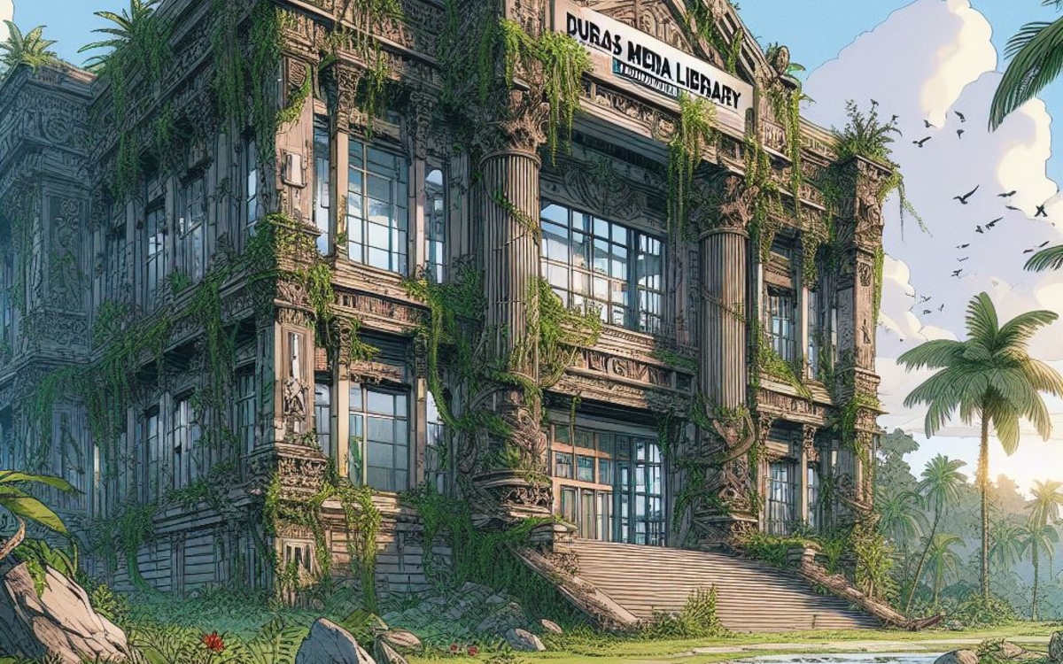 Image de la médiathèque Marguerite Duras revue par l'intelligence artificielle