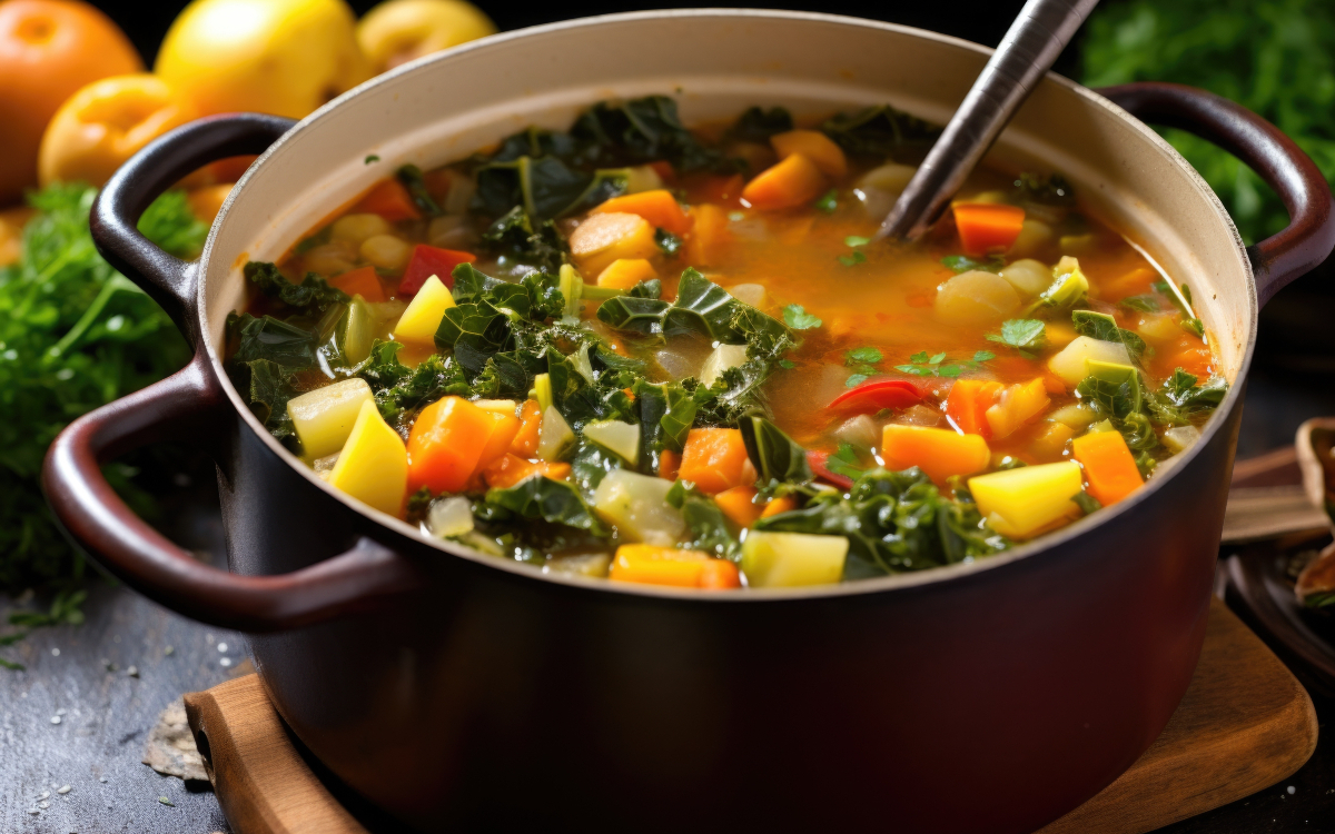 Marmite de soupe de saison. 