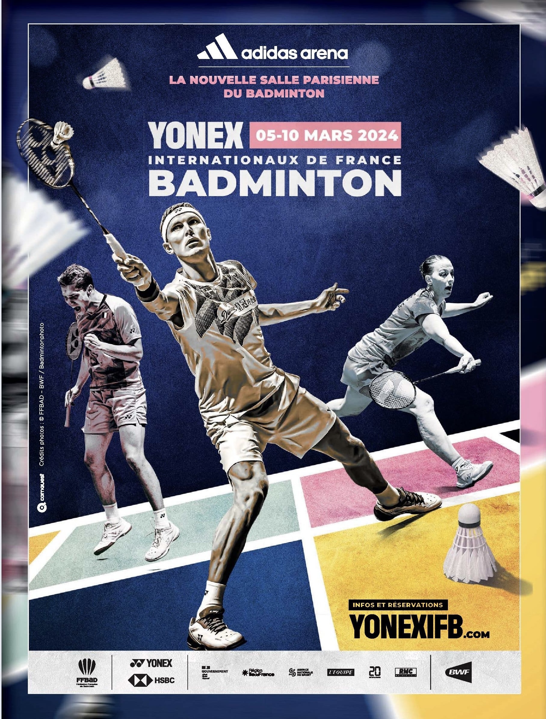 Affiche de présentation avec des joueurs de badminton 