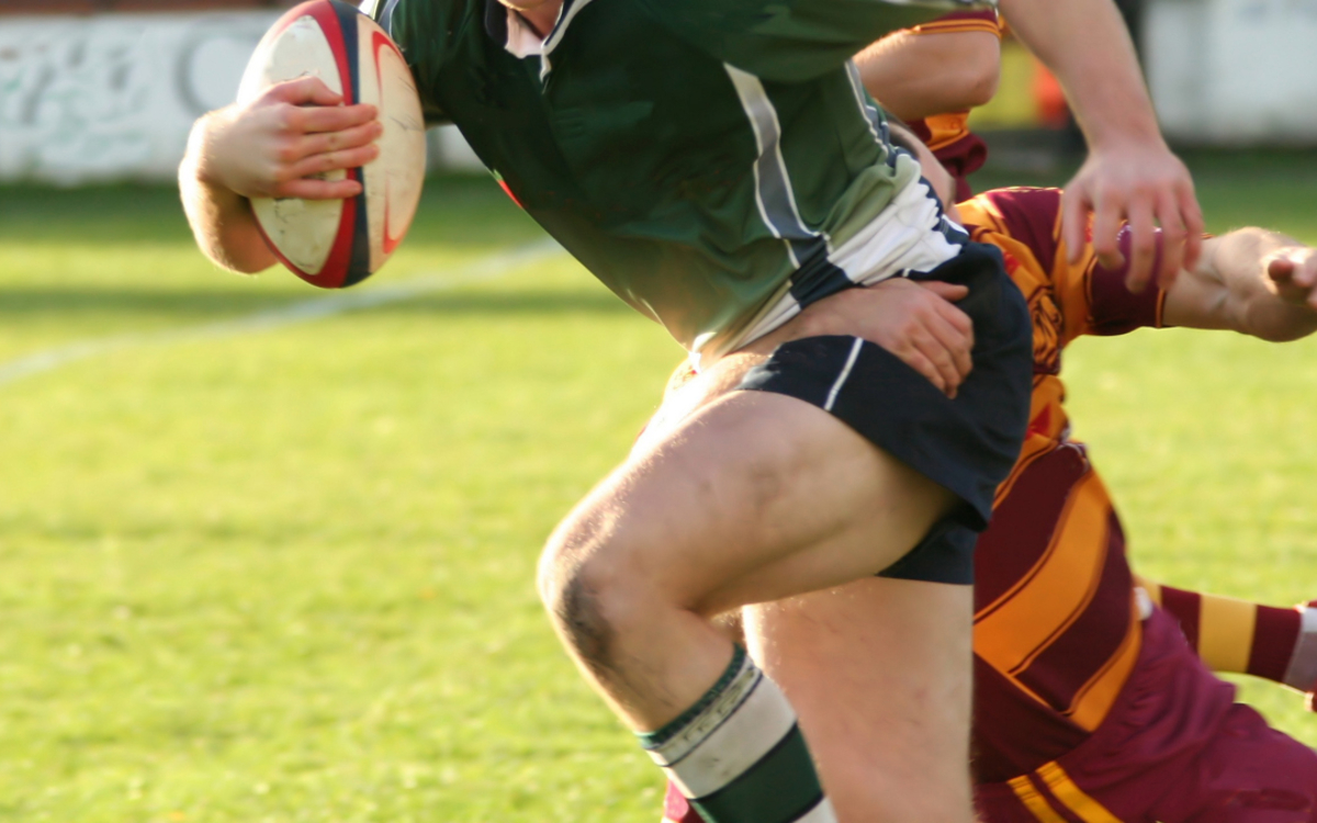 Joueurs de rugby sur le terrain. 