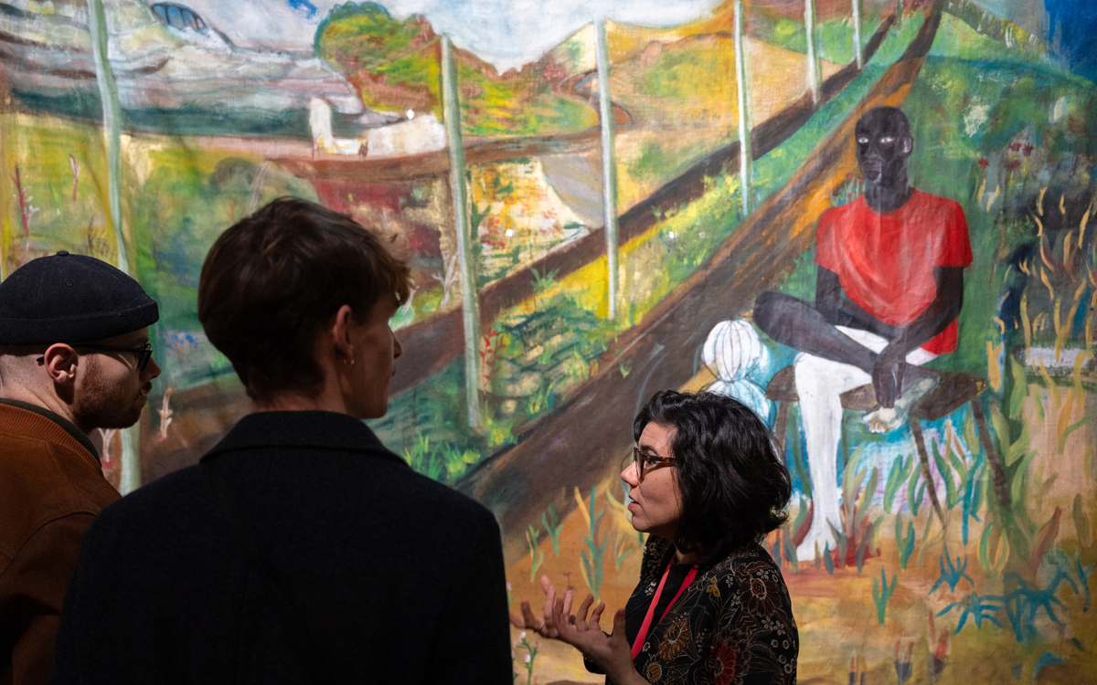 Soirée d'ouverture de l'exposition-résidence d'Inès Di Folco Jemni "Le Salon des songes", février 2024, © Mathis Payet Descombes, Magasins Généraux, visites, ateliers, Pantin