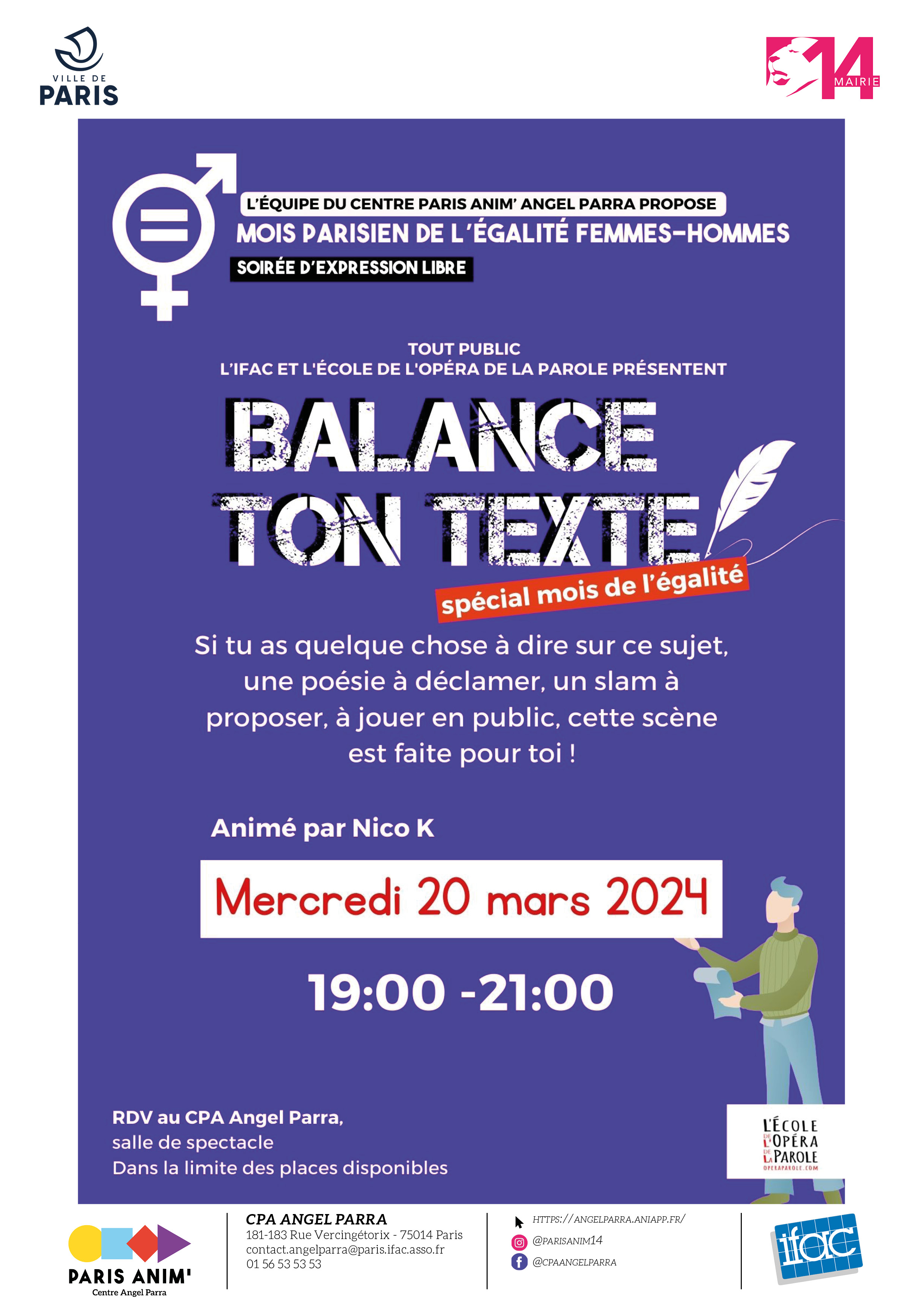 balance ton texte scène ouverte