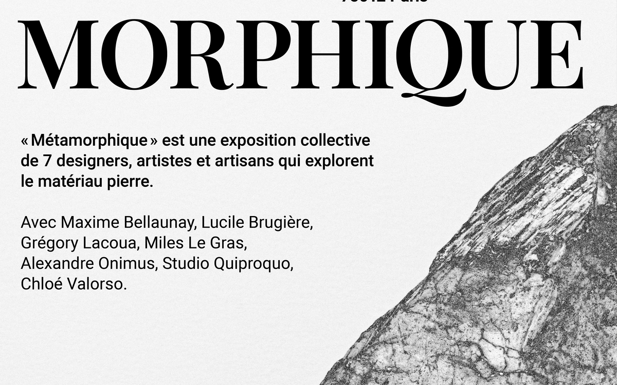 « Métamorphique » est une exposition collective de 7 designer·euses, artistes et artisan·es qui explorent le matériau de la pierre