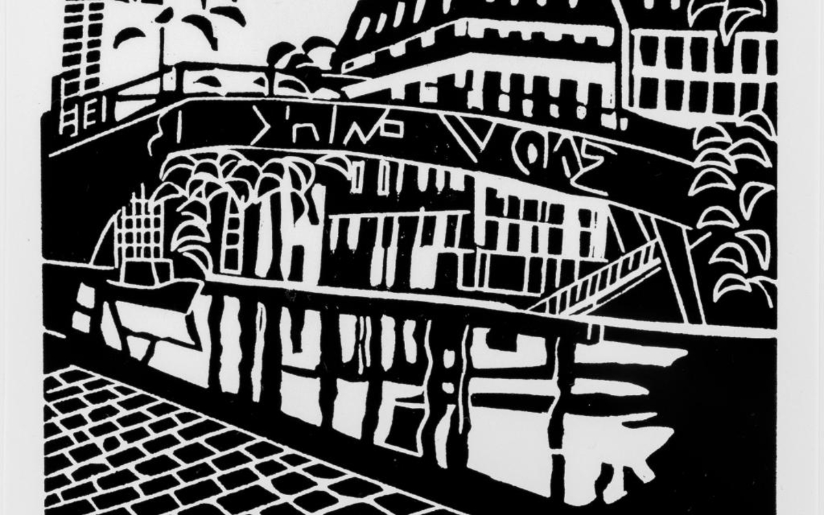 Paris Canal Saint Martin, linogravure