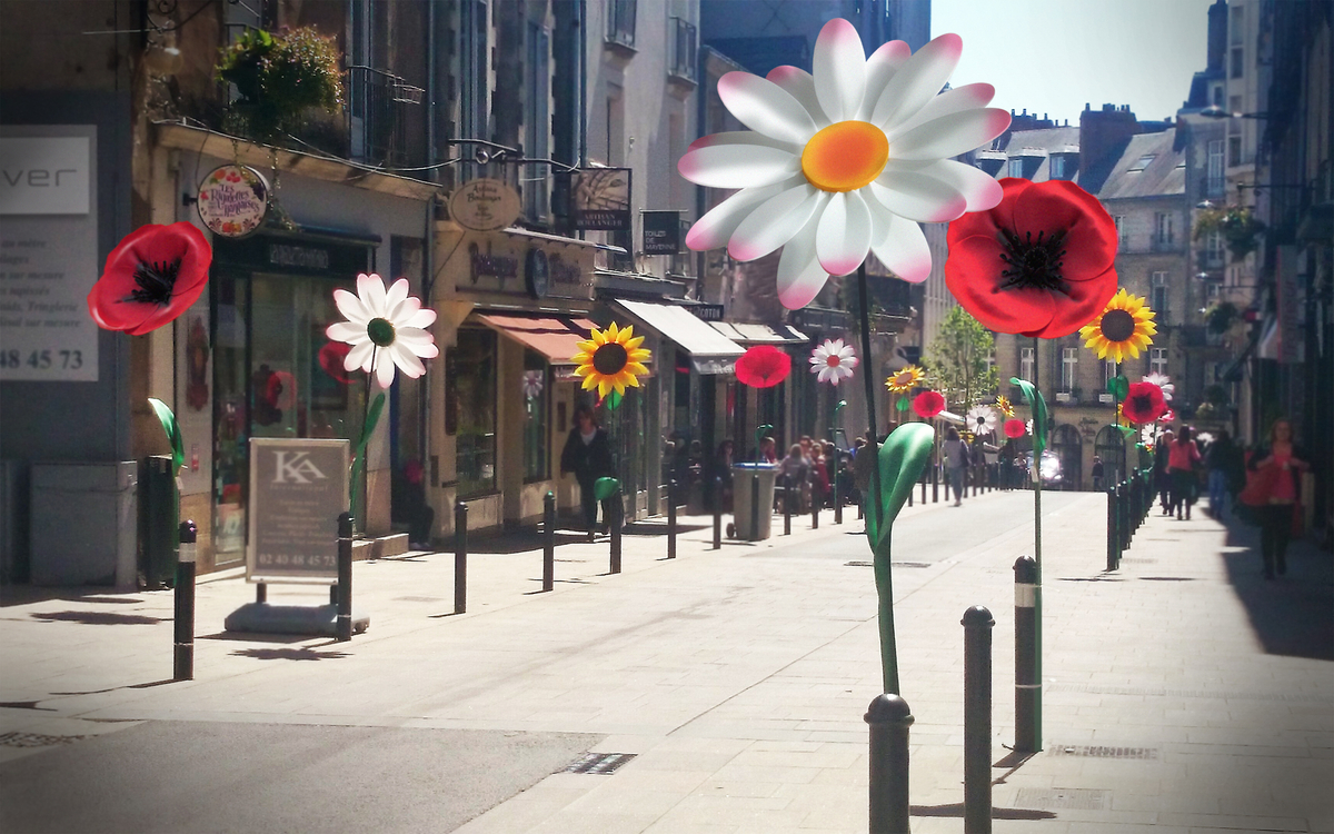 Image montrant des fleurs géantes dans les rues de Paris