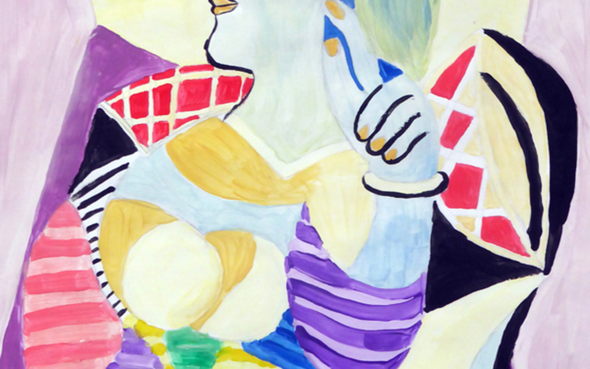 La peinture partagée présente effectivement un style abstrait avec des couleurs vives et des motifs géométriques. Elle évoque le cubisme, ce qui pourrait suggérer l’influence d’artistes tels que Pablo Picasso ou Georges Braque. 