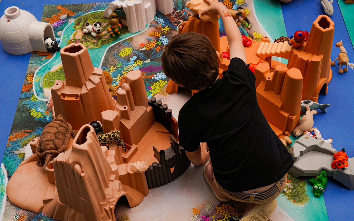 Photo d'un petit garçon de dos qui joue