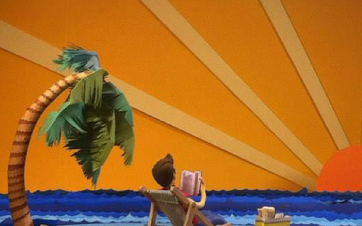 Image carton pâte plage et cocotier