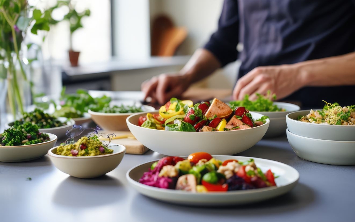 plusieurs plats végétariens appétissants