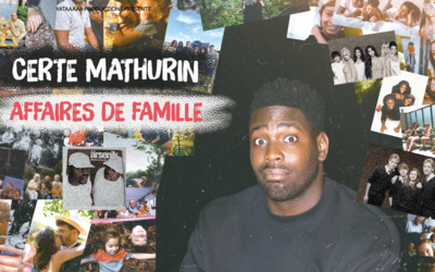 affiche du spectacle de certe mathurin, un puzzle de pleins de photos de différentes familles